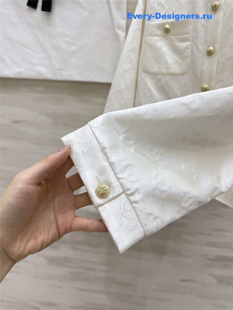 Ch**el white jacquard silk jacket
