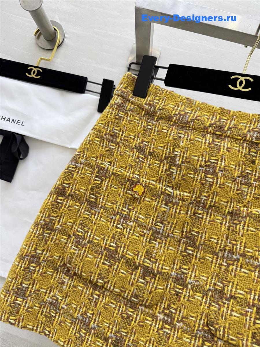 Ch**el yellow tweed detailed dress with blazer sets