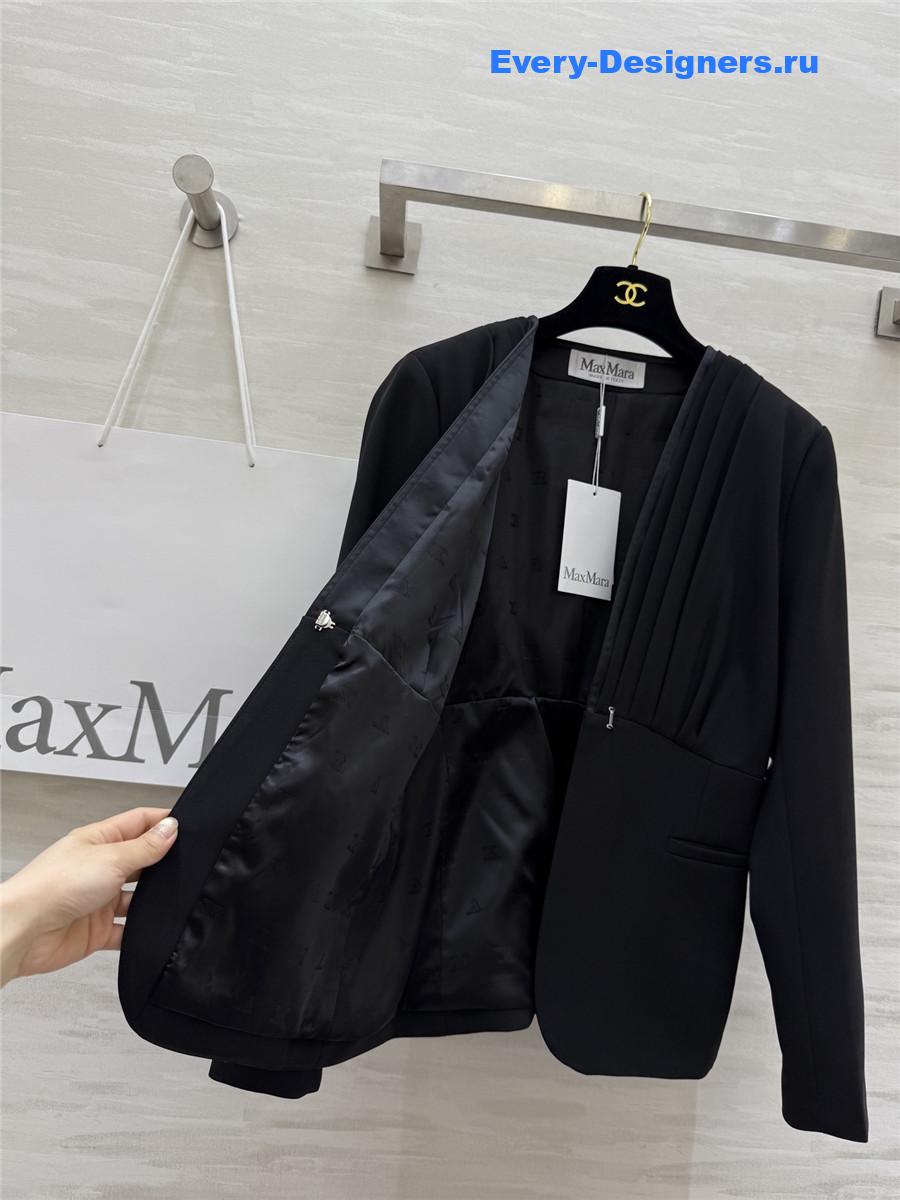 Max Mara Black Crêpe Draped Jacket