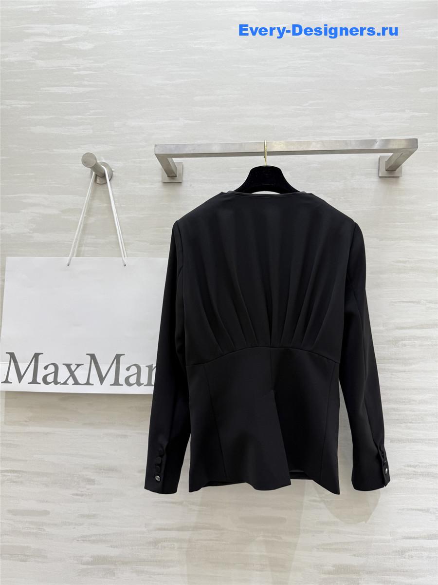 Max Mara Black Crêpe Draped Jacket