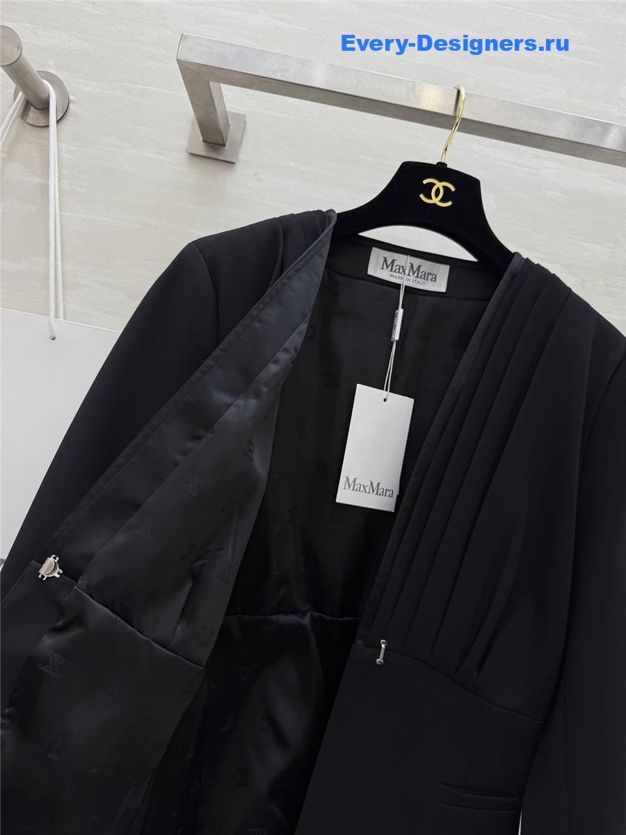 Max Mara Black Crêpe Draped Jacket