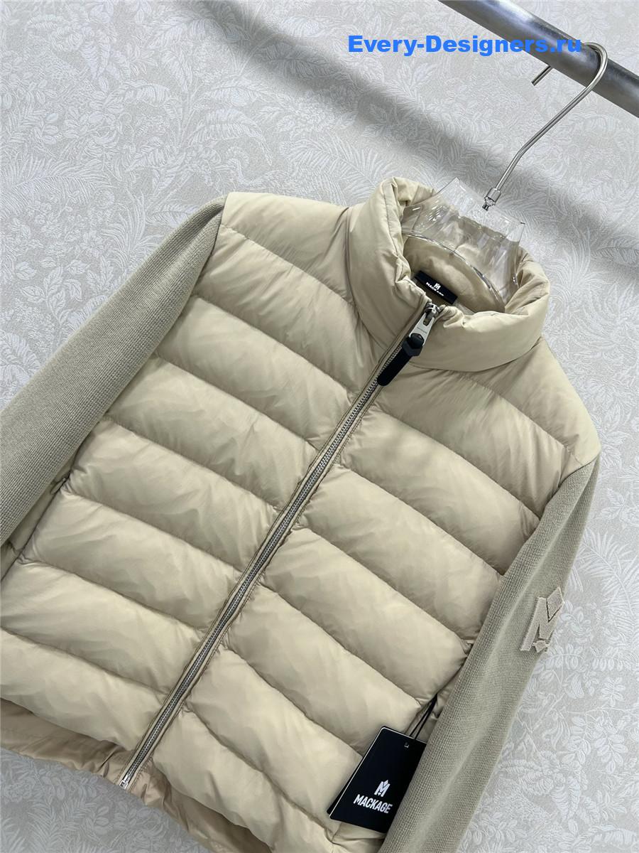 Moncler Beige Padded Wool Zip-Up Cardigan