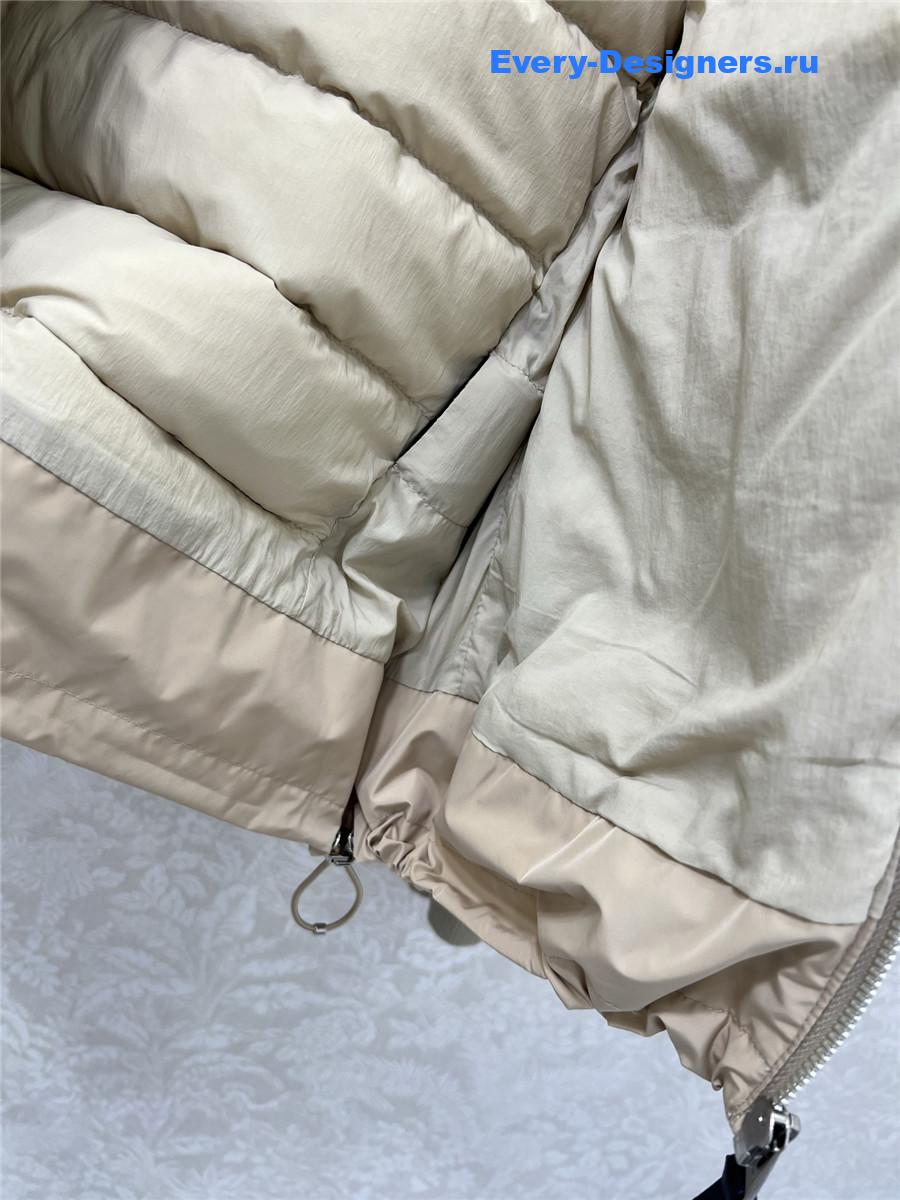 Moncler Beige Padded Wool Zip-Up Cardigan