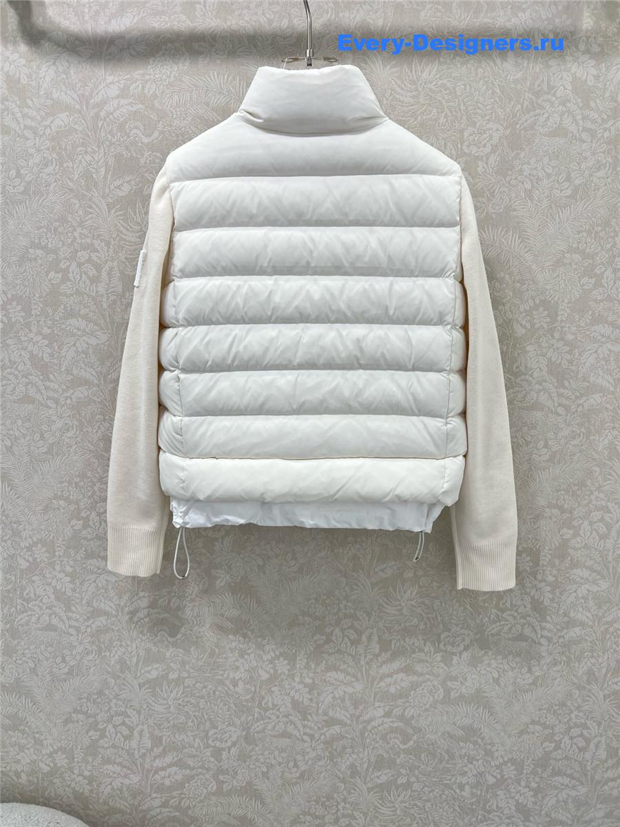 Moncler White Padded Wool Zip-Up Cardigan