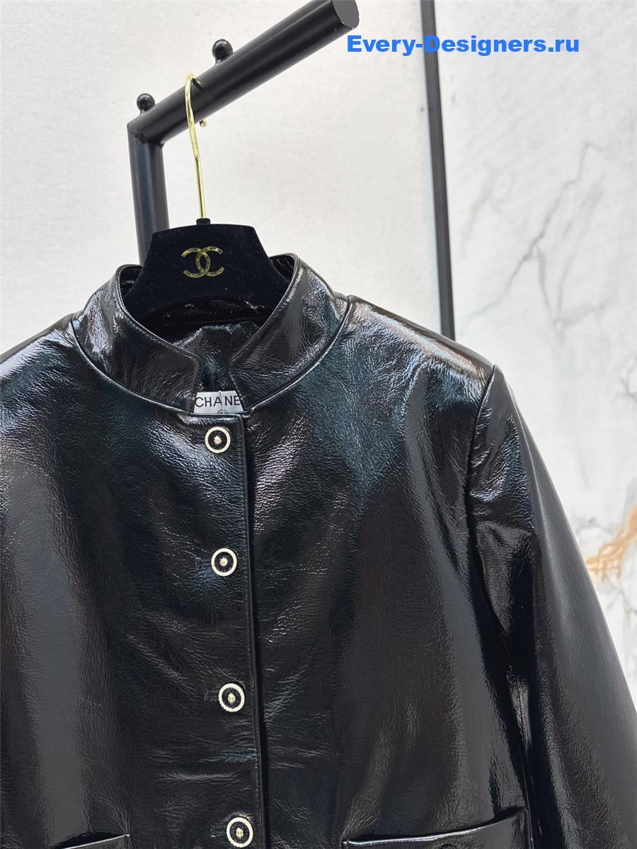 Ch**el black lambskin jacket