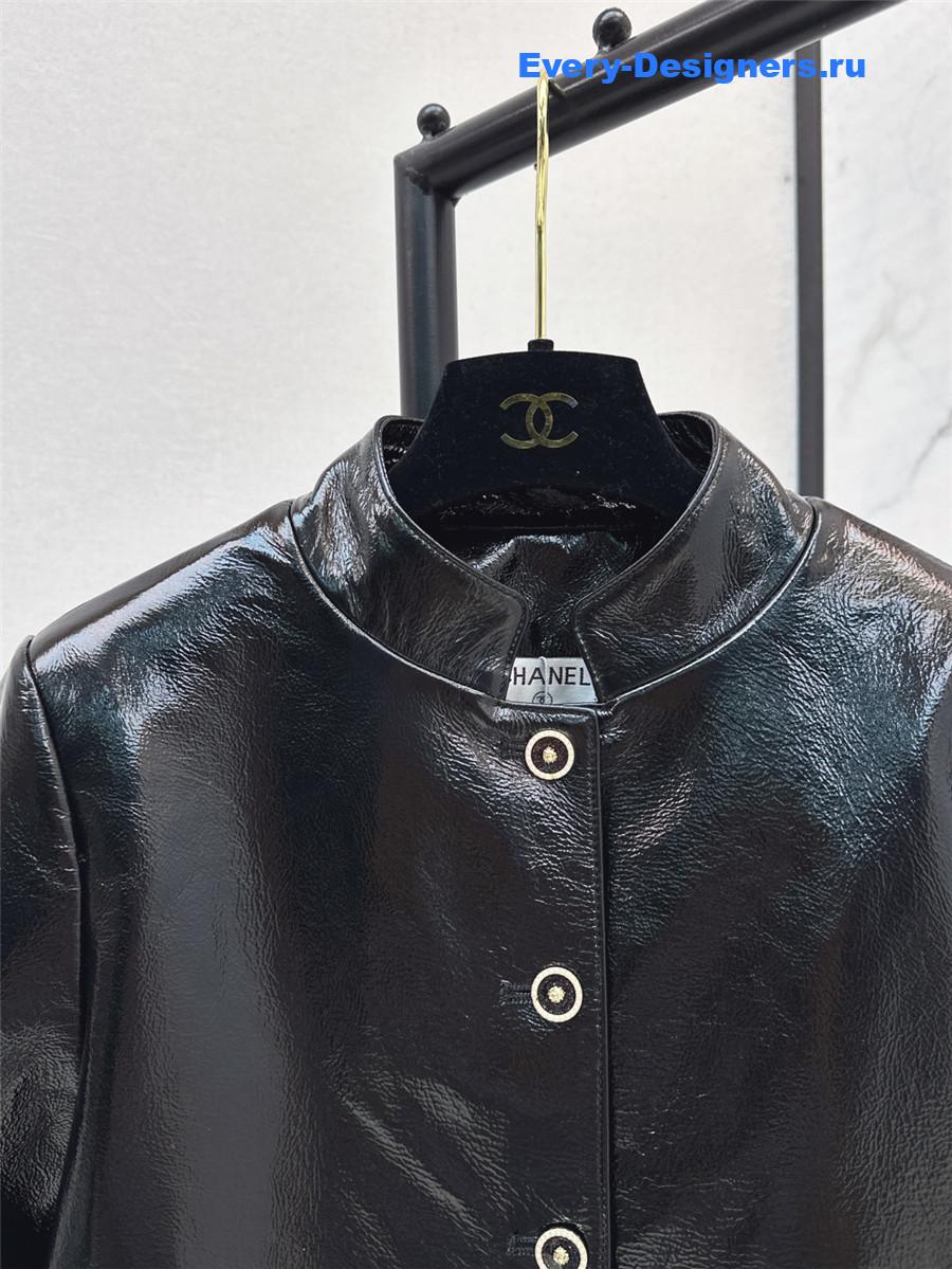Ch**el black lambskin jacket