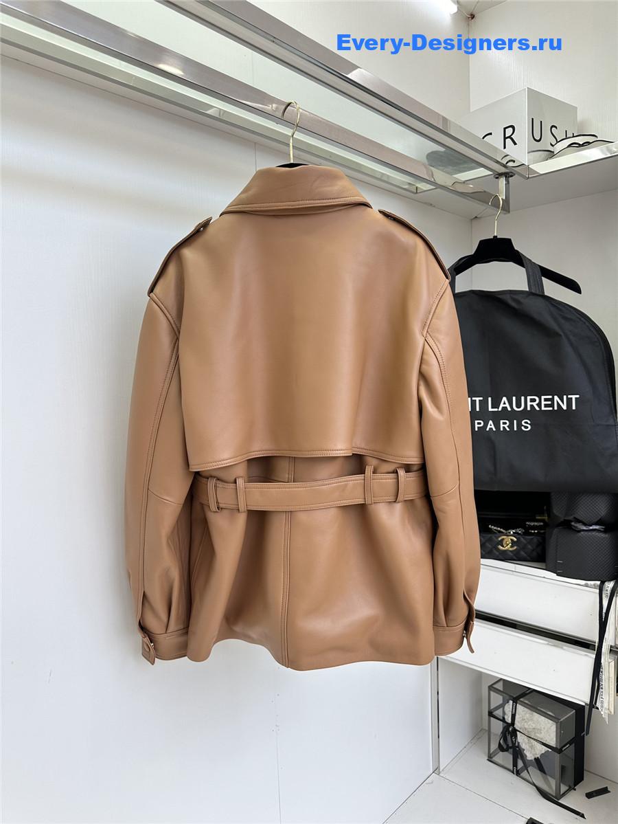 Sa1nt Lau*nt saharienne brown lambskin leather jacket