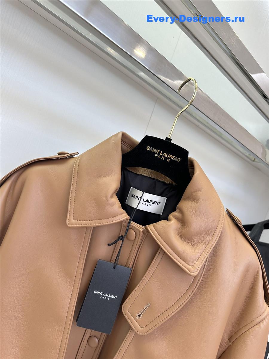 Sa1nt Lau*nt saharienne brown lambskin leather jacket