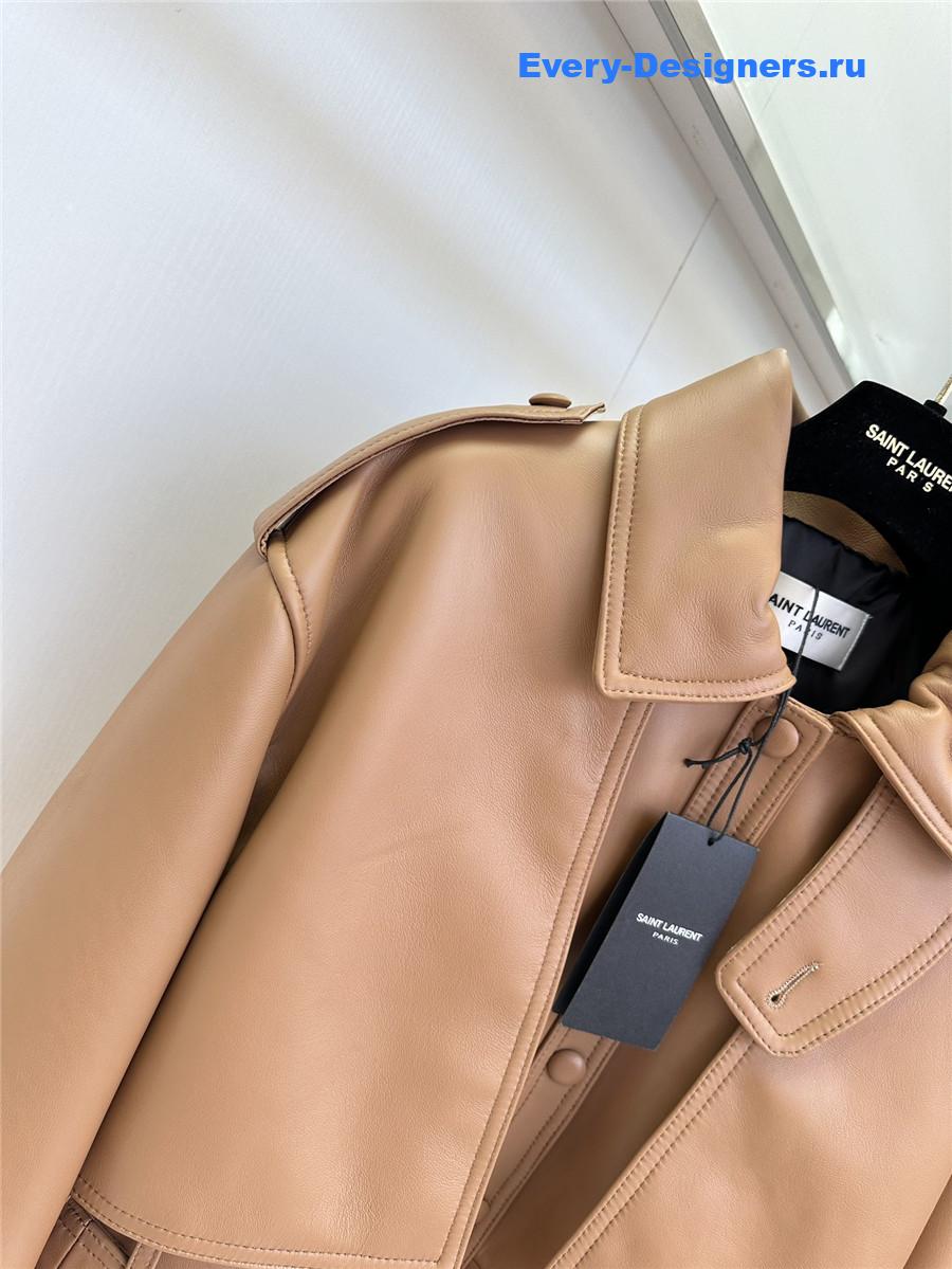 Sa1nt Lau*nt saharienne brown lambskin leather jacket