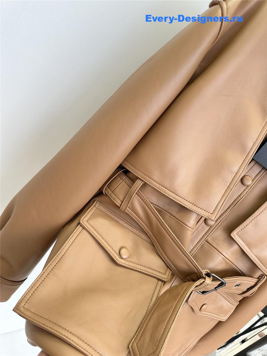 Sa1nt Lau*nt saharienne brown lambskin leather jacket