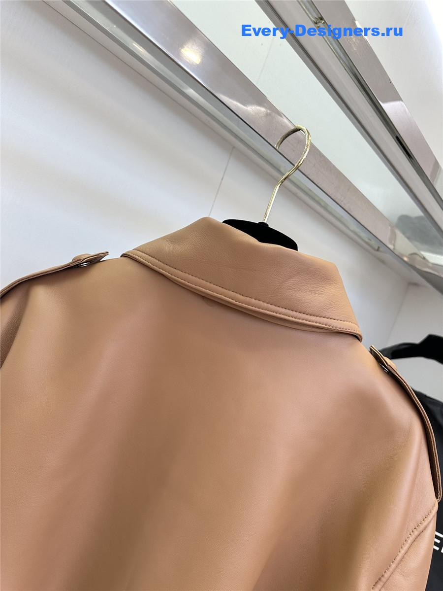 Sa1nt Lau*nt saharienne brown lambskin leather jacket