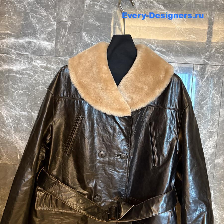 Miu Miu Black Calf Leather Caban Jacket