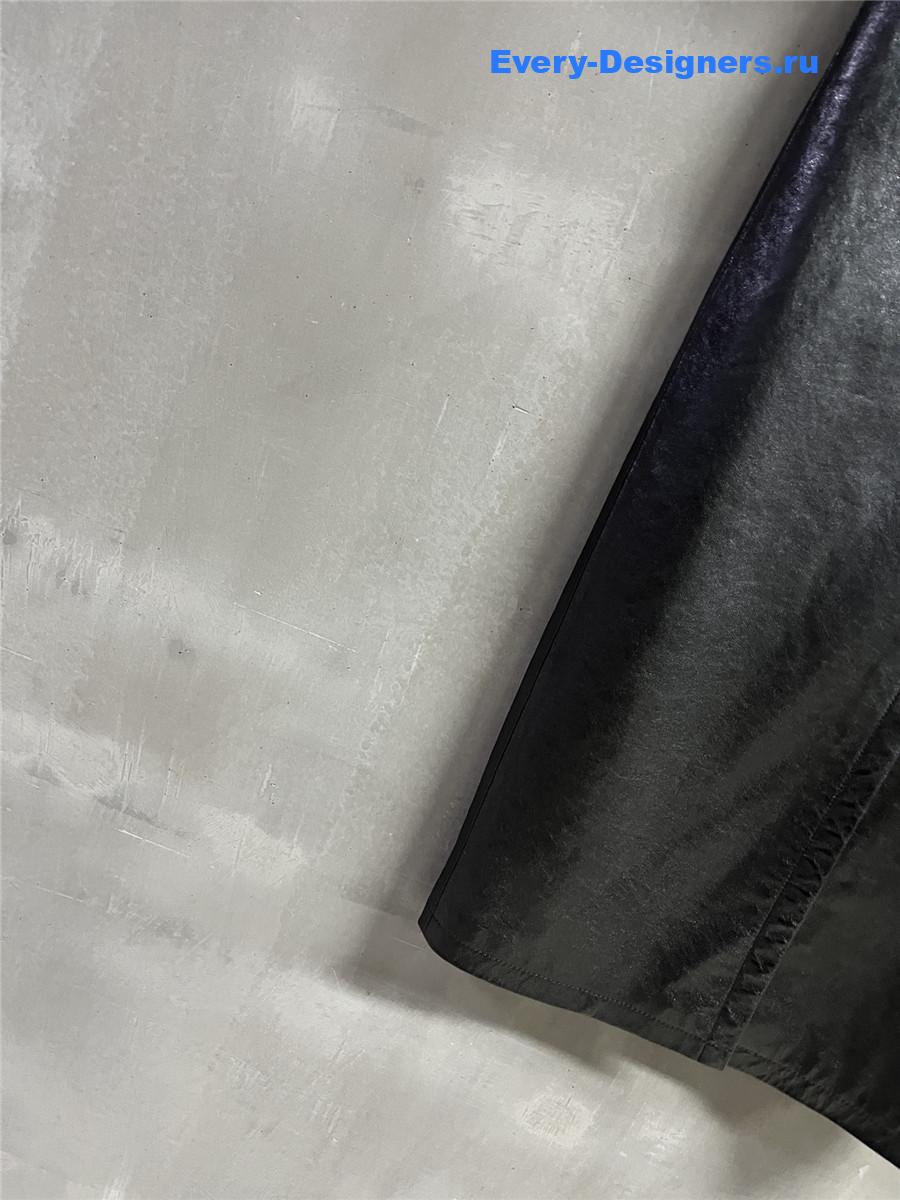 D10r black leather midi length skirt