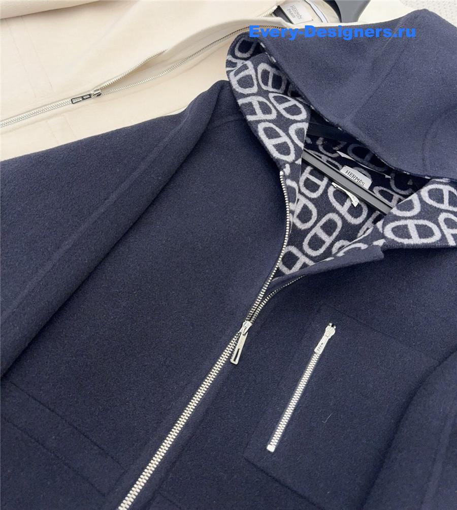 H**me5 dark blue cashmere hooded coat