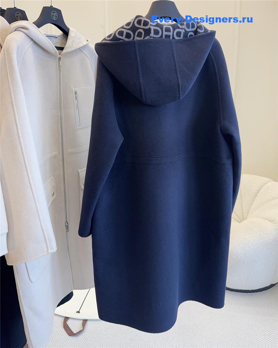 H**me5 dark blue cashmere hooded coat