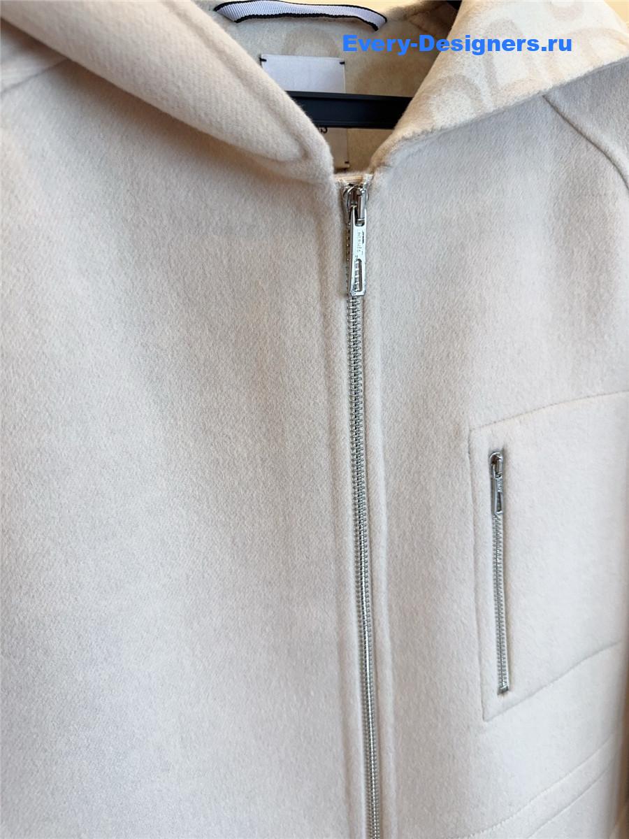 H**me5 white cashmere hooded coat