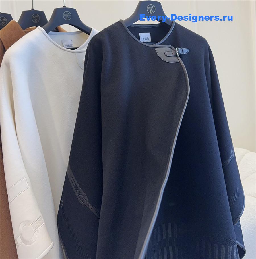 H**me5 black embroidered leather cape