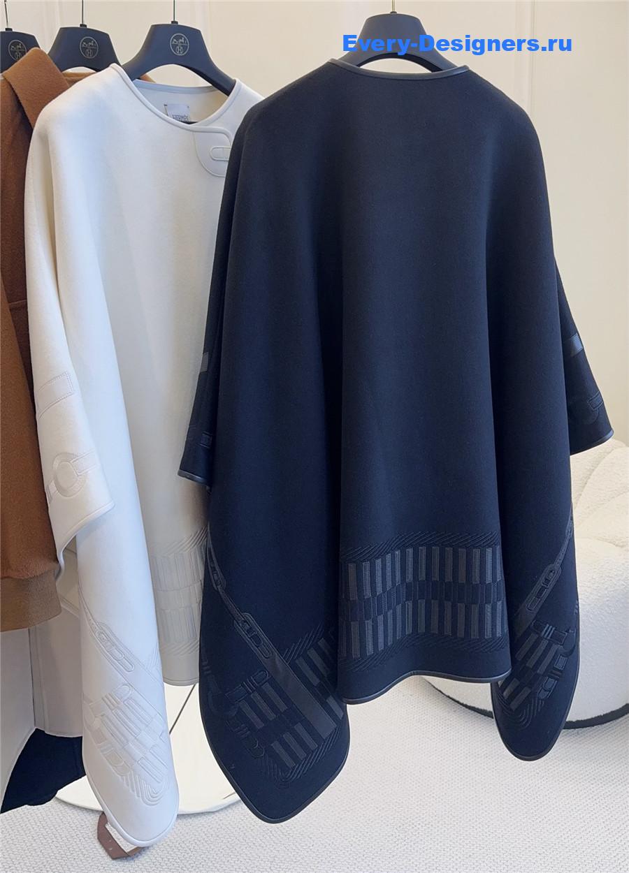 H**me5 black embroidered leather cape