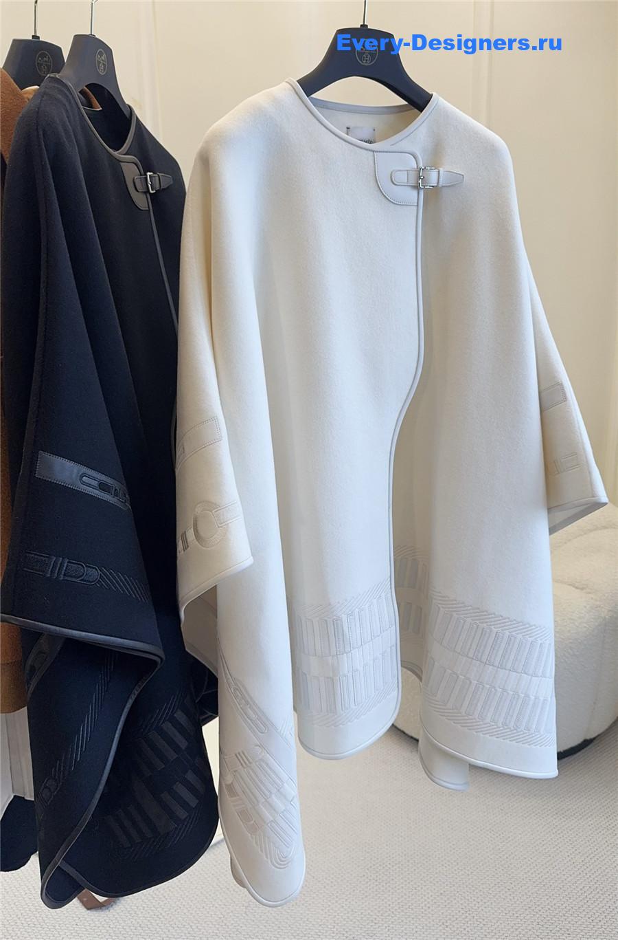 H**me5 white embroidered leather cape