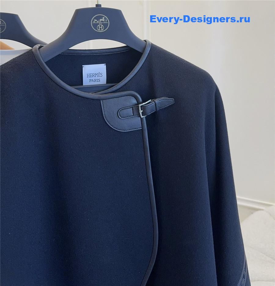 H**me5 black embroidered leather cape