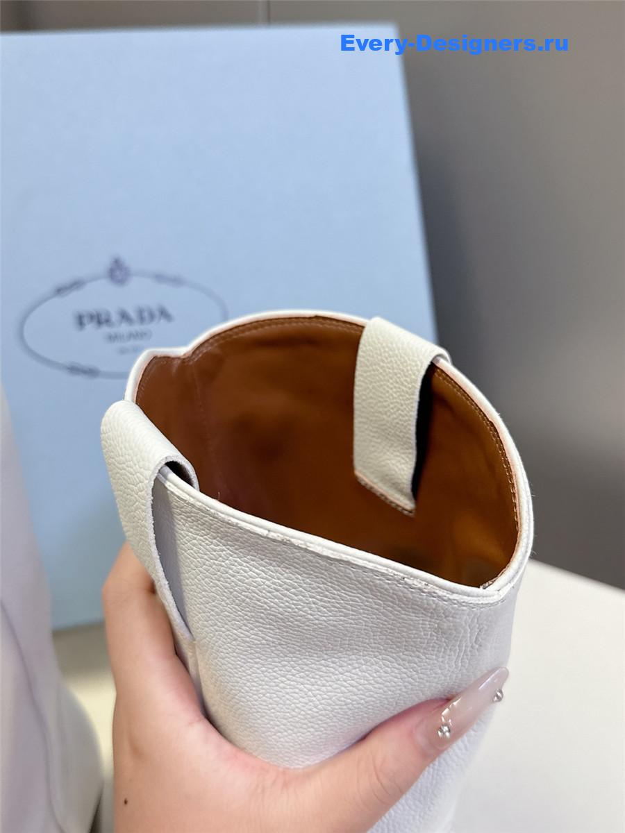 Pra*a white leather cowboy boots