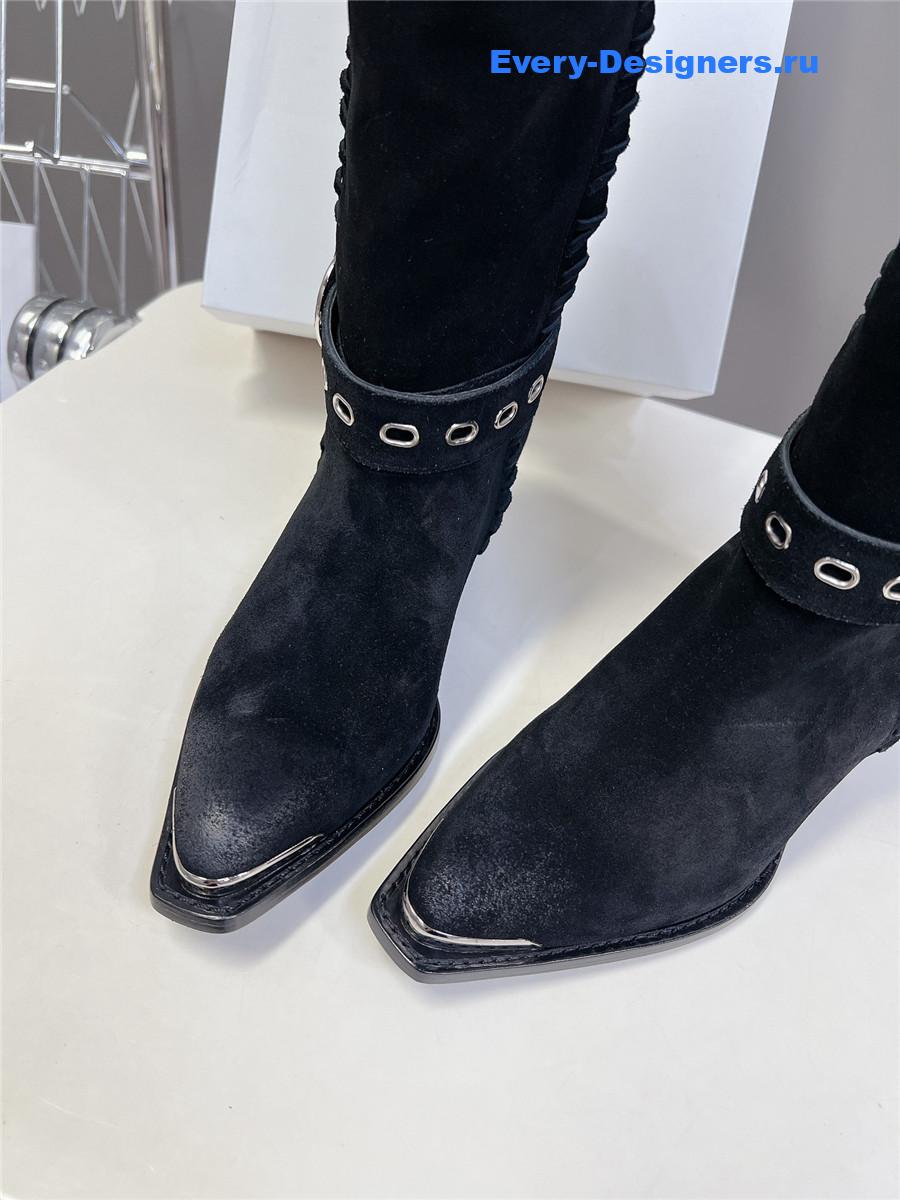 Ce1i*e pointed toe knee high black cowboy boots