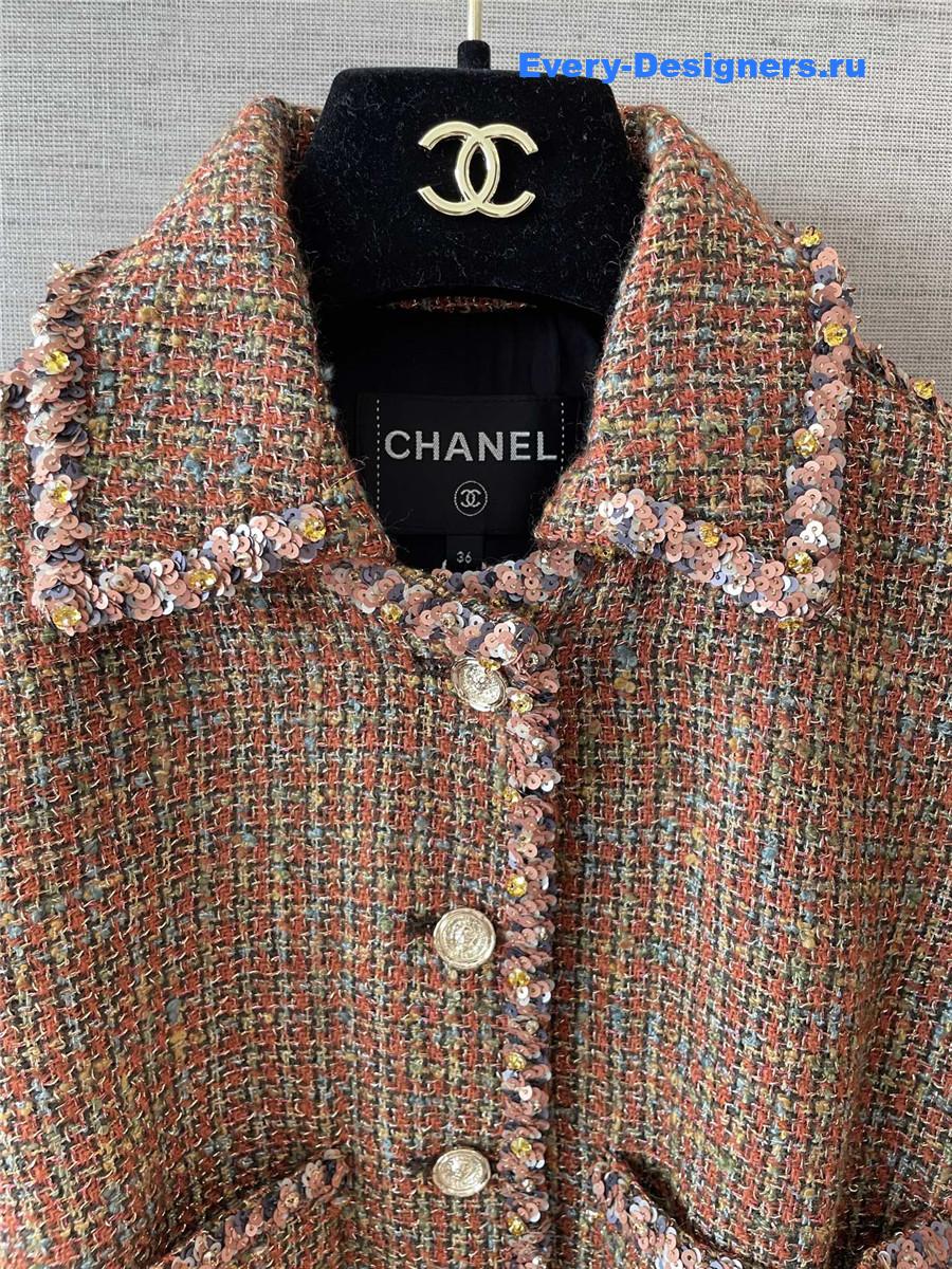 Ch**el brown embroidered tweed jacket