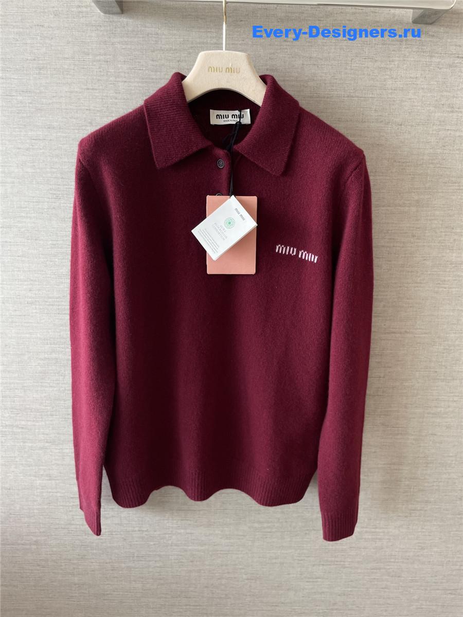 Miu Miu Amaranth Burgundy Polo Sweater