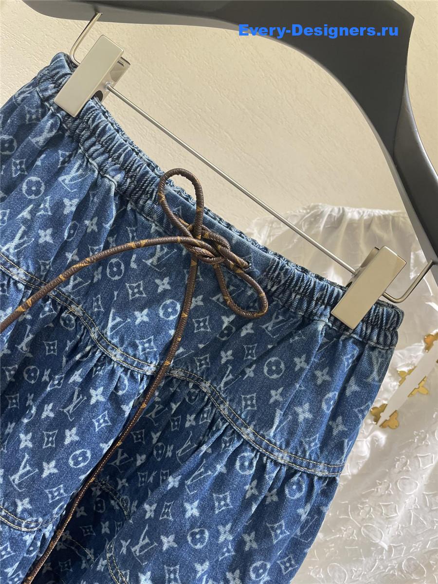 l0vis Vvtt0n monogram denim tiered skirt