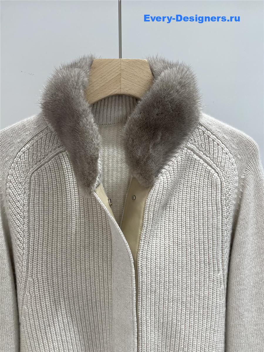 L0r0 P1ana mink collar cashmere coat
