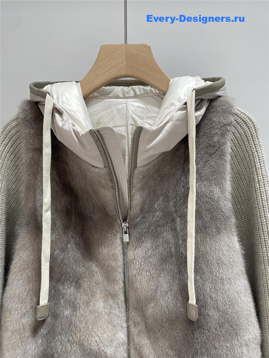 L0r0 P1ana hooded mink & cashmere coat
