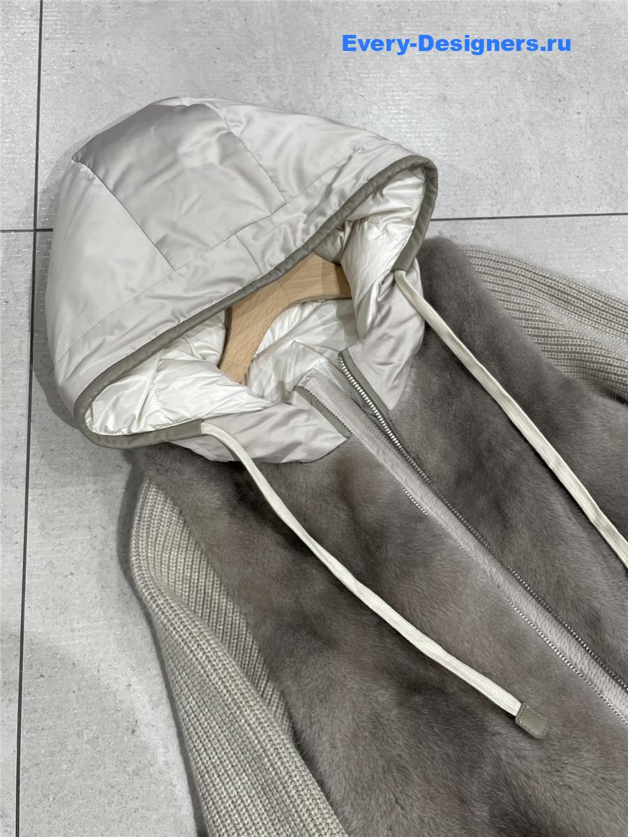 L0r0 P1ana hooded mink & cashmere coat