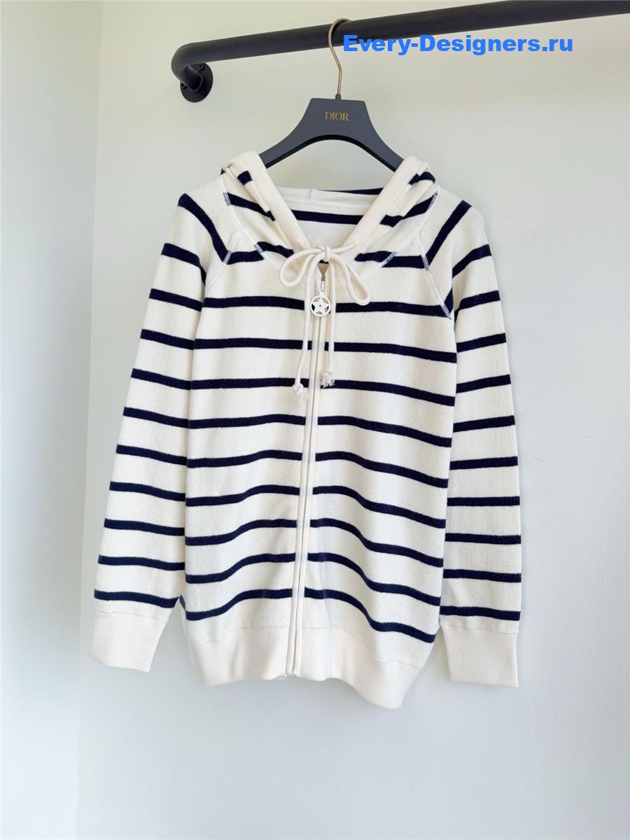 D10r denim blue & white d-stripes cardigan