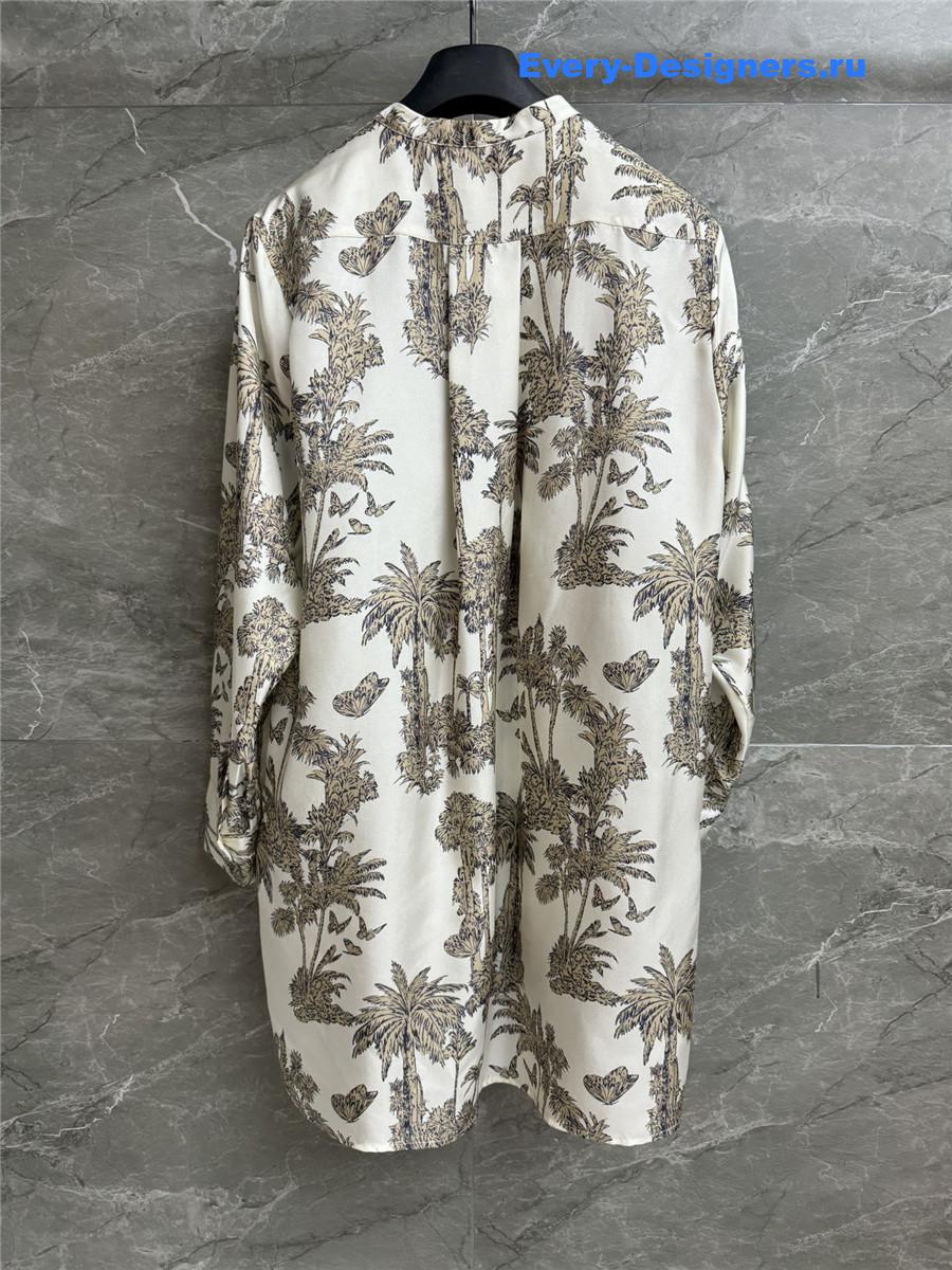 D10r jungle print long silk blouse