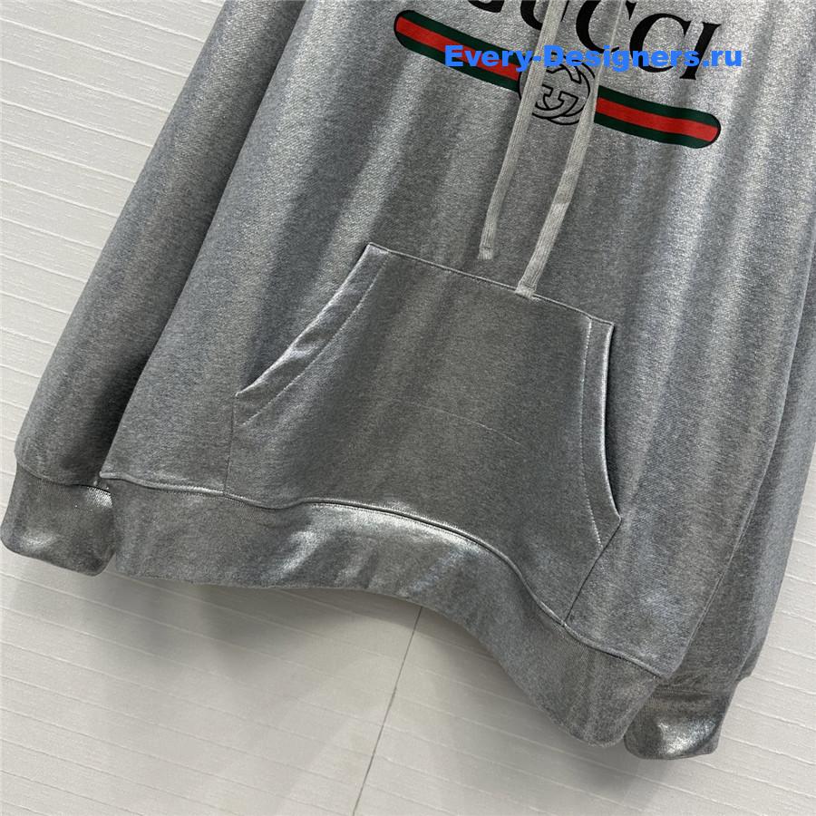 Gvc*1 silver logo-print cotton hoodie