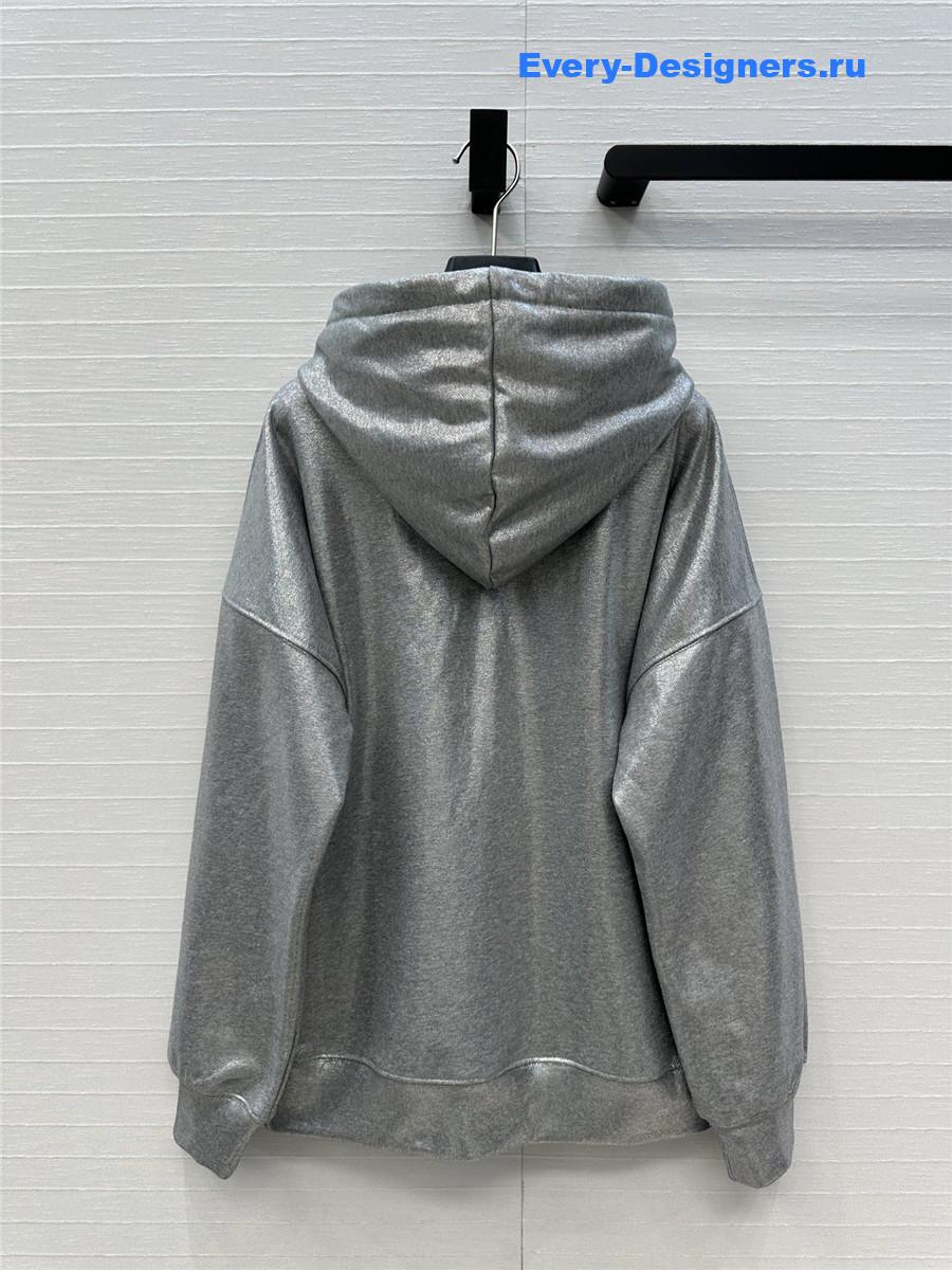 Gvc*1 silver logo-print cotton hoodie