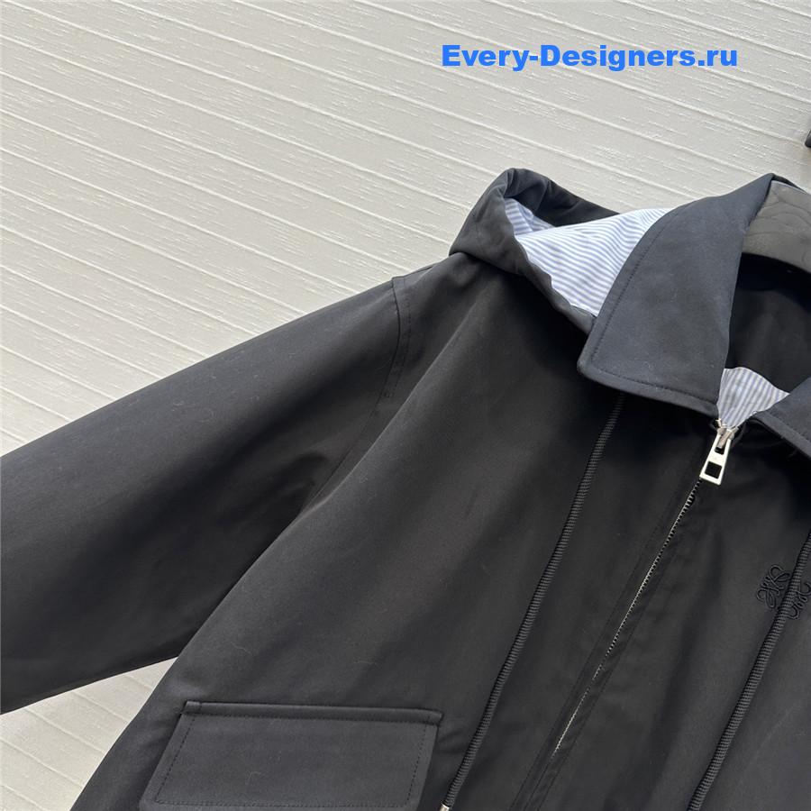 L0ew* black cotton hooded parka