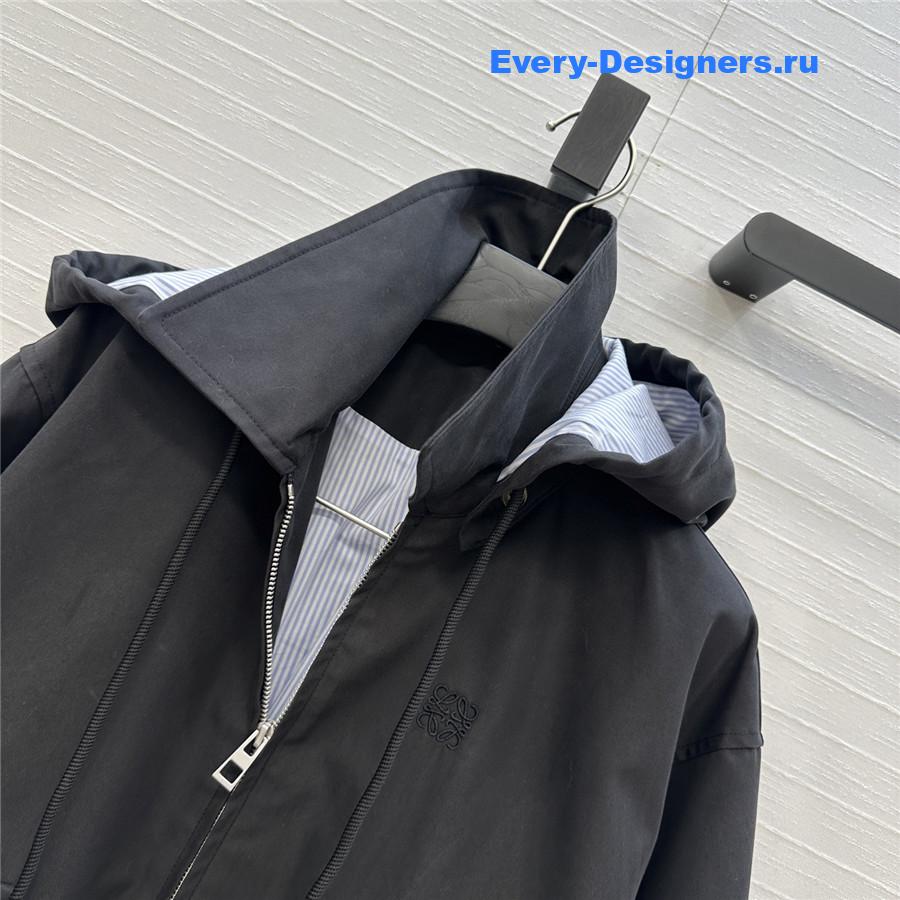 L0ew* black cotton hooded parka