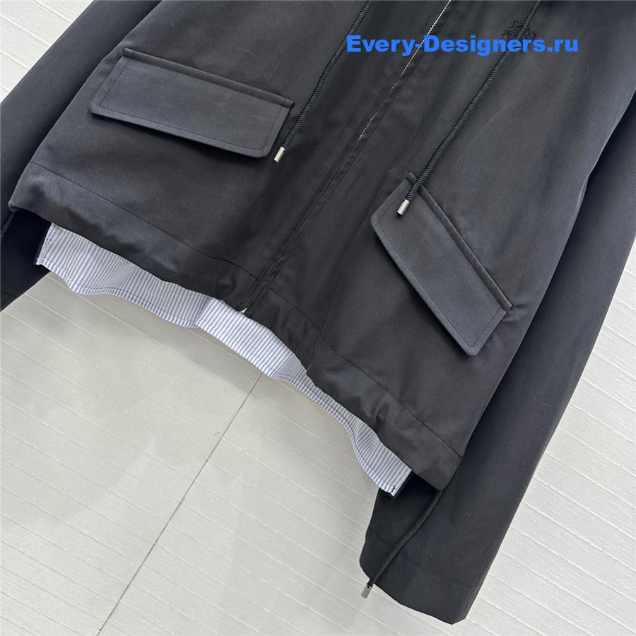 L0ew* black cotton hooded parka