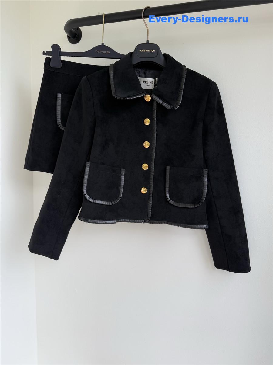 Ce1i*e black straight suede blouson jacket
