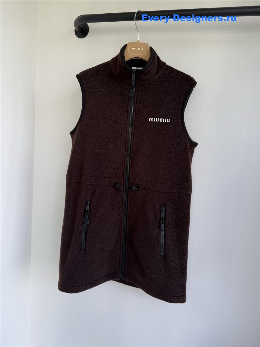 Miu Miu Brown Grain Fleece Dress