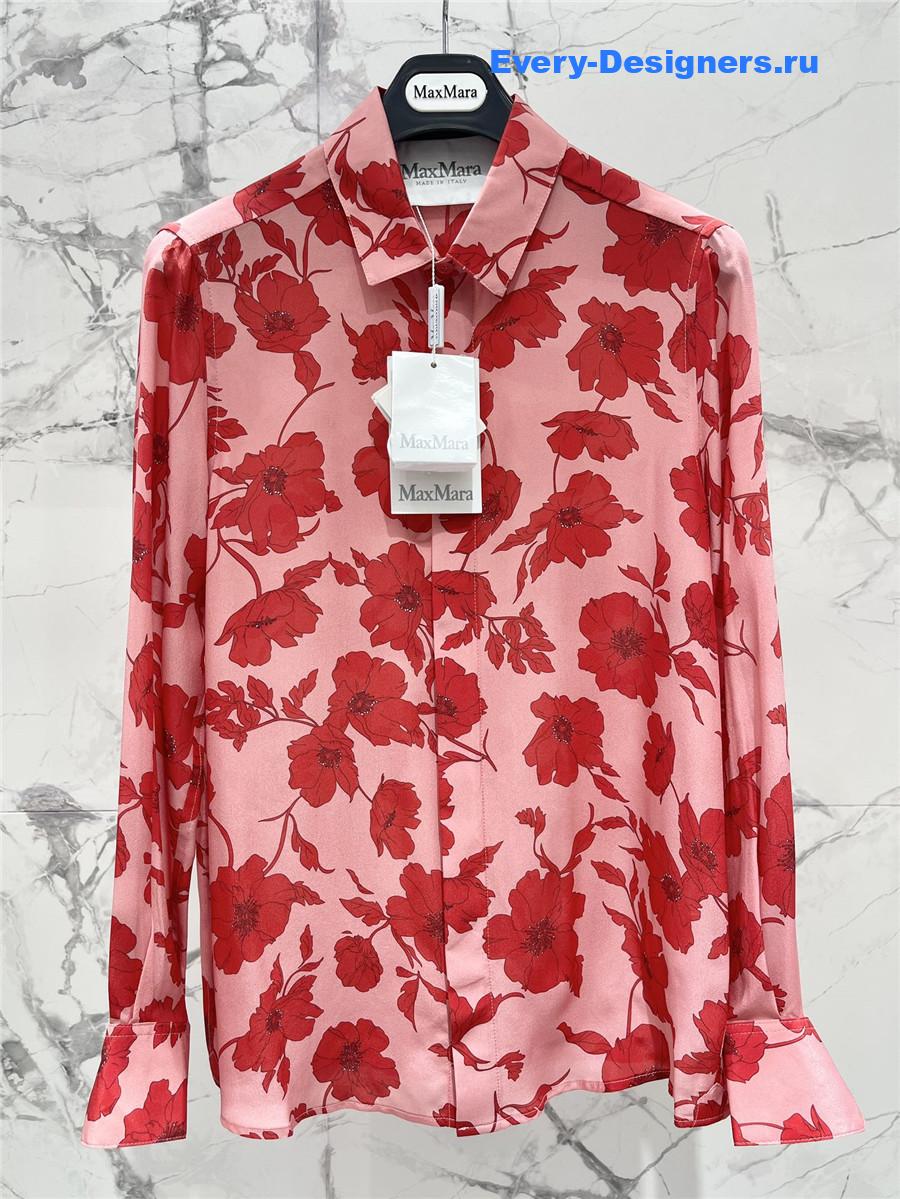 Max Mara Pink Silk Long Sleeve Top