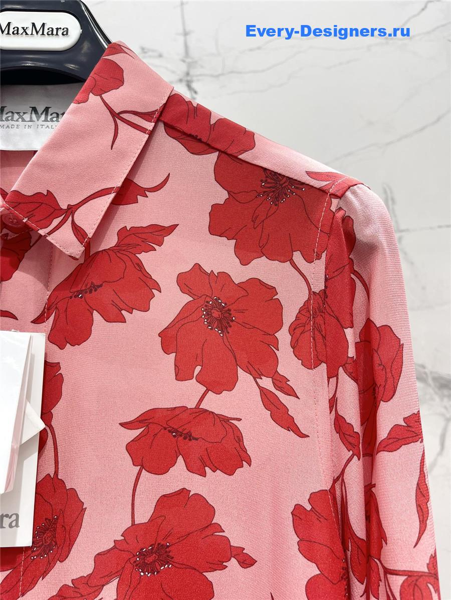 Max Mara Pink Silk Long Sleeve Top