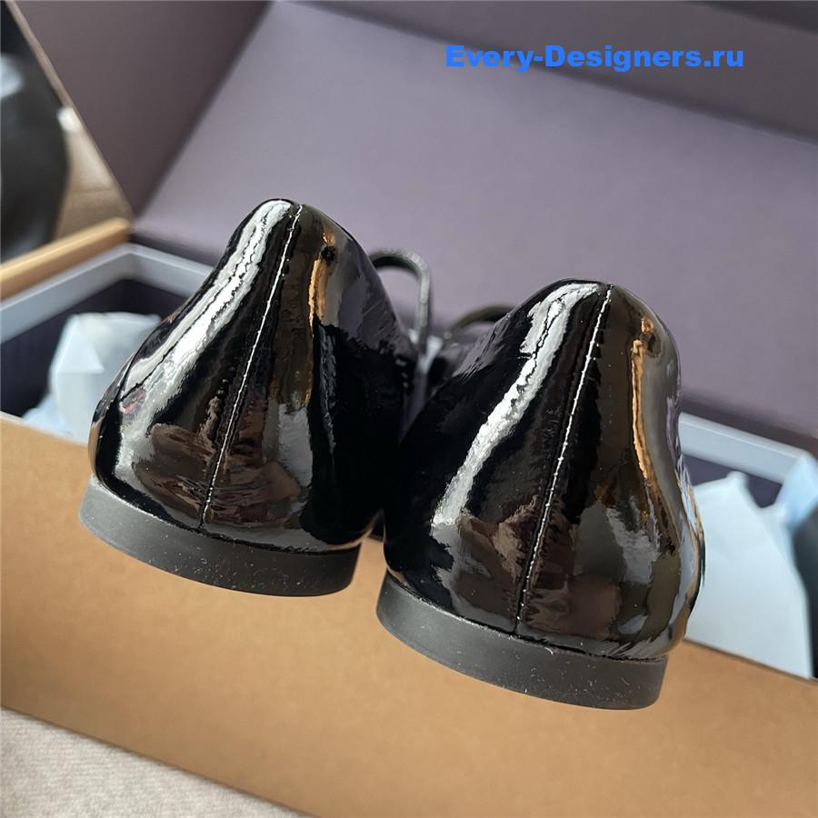 Pra*a black naplak patent leather ballerinas