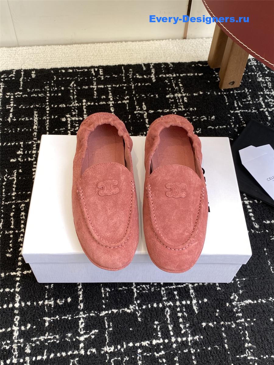 Ce1i*e logo-embroidered pink suede loafers