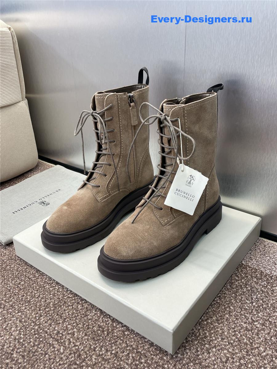 BC Beige Suede Combat Boots