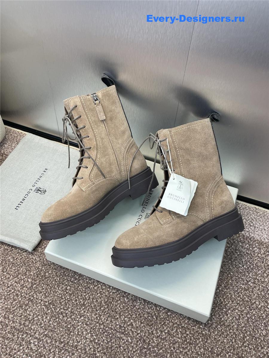 BC Beige Suede Combat Boots