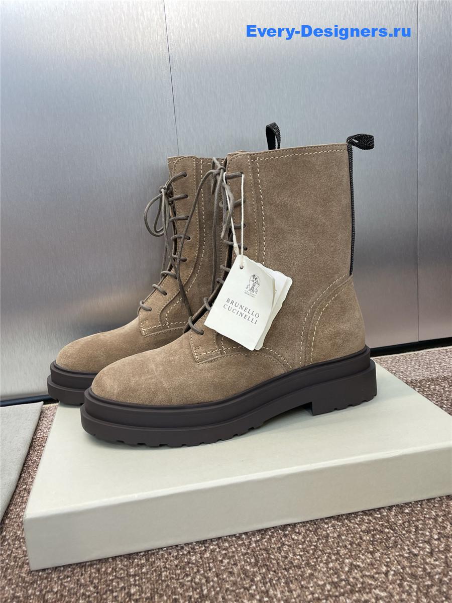 BC Beige Suede Combat Boots