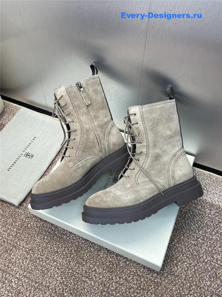 BC Gray Suede Combat Boots