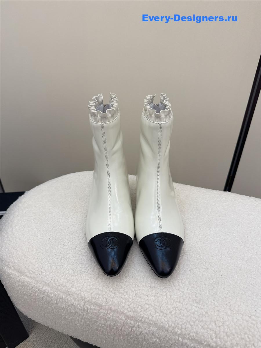 Ch**el white pointed wedge ankle boots